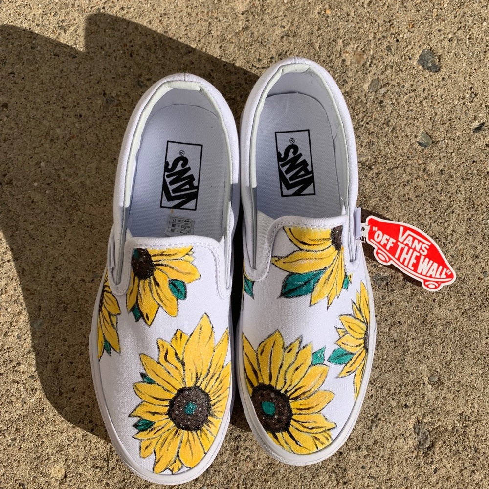 Handpainted sunflower Vans